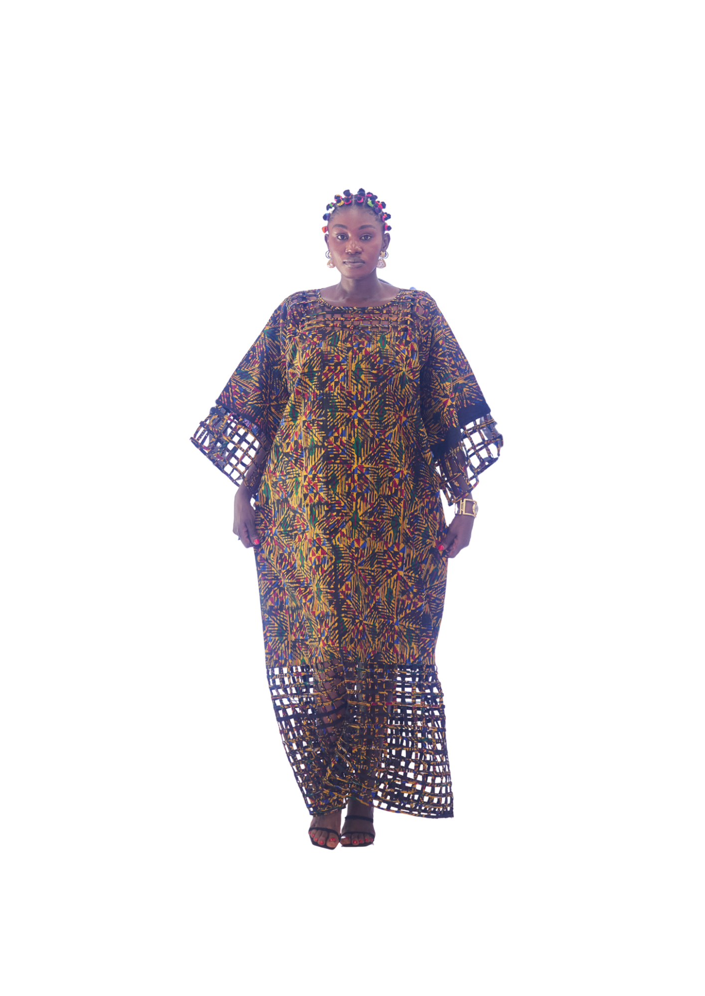 Handmade Tie Dye Cotton Mesh Kaftan