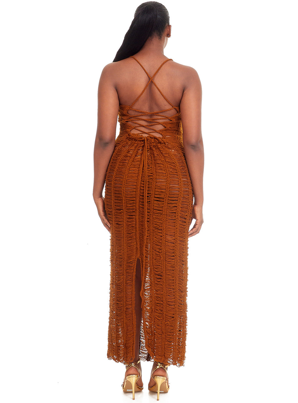 Rust Handwoven Crotchet Dress