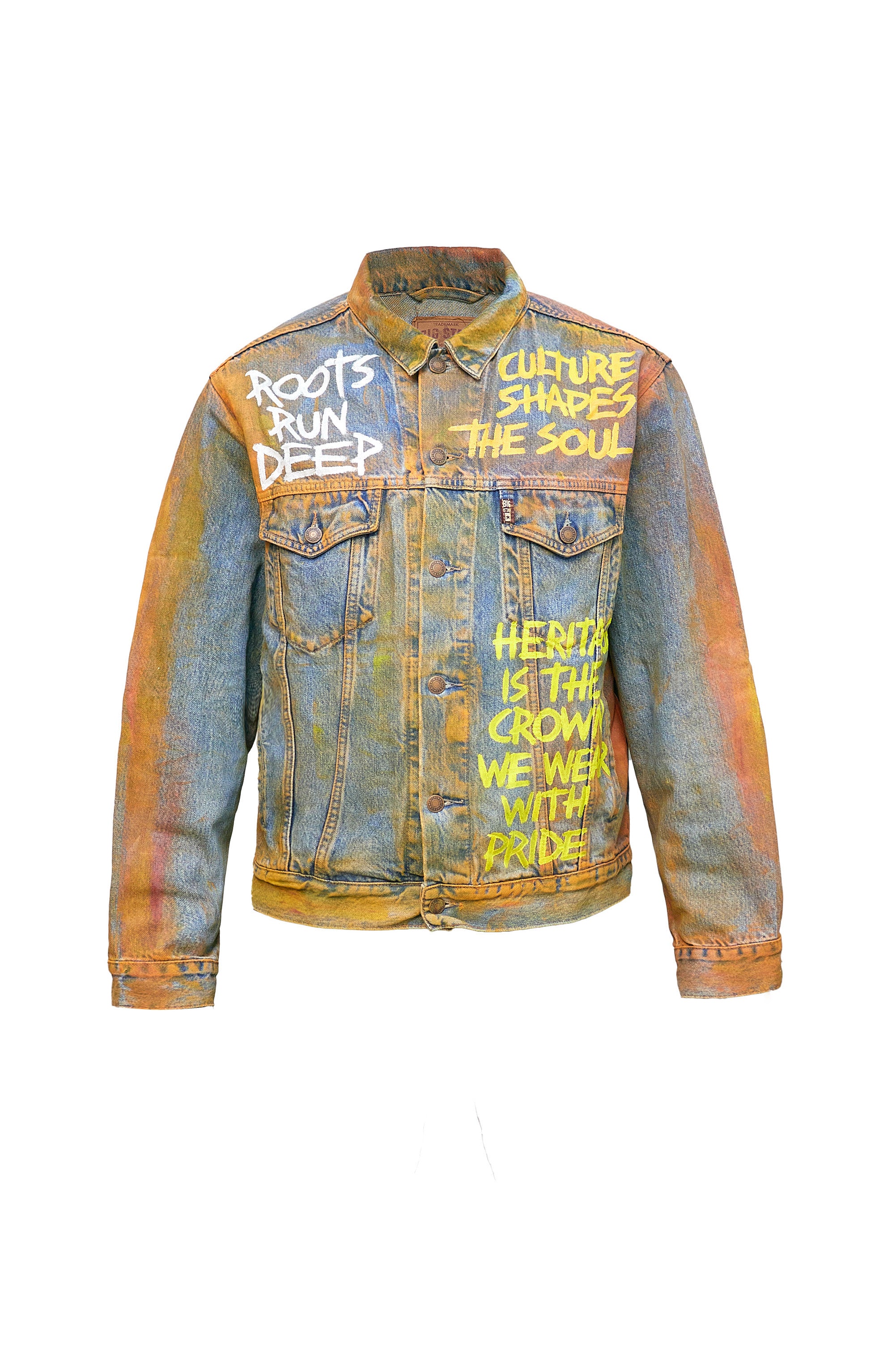 Hand-Painted Upcycled Denim Jacket- African Heritage