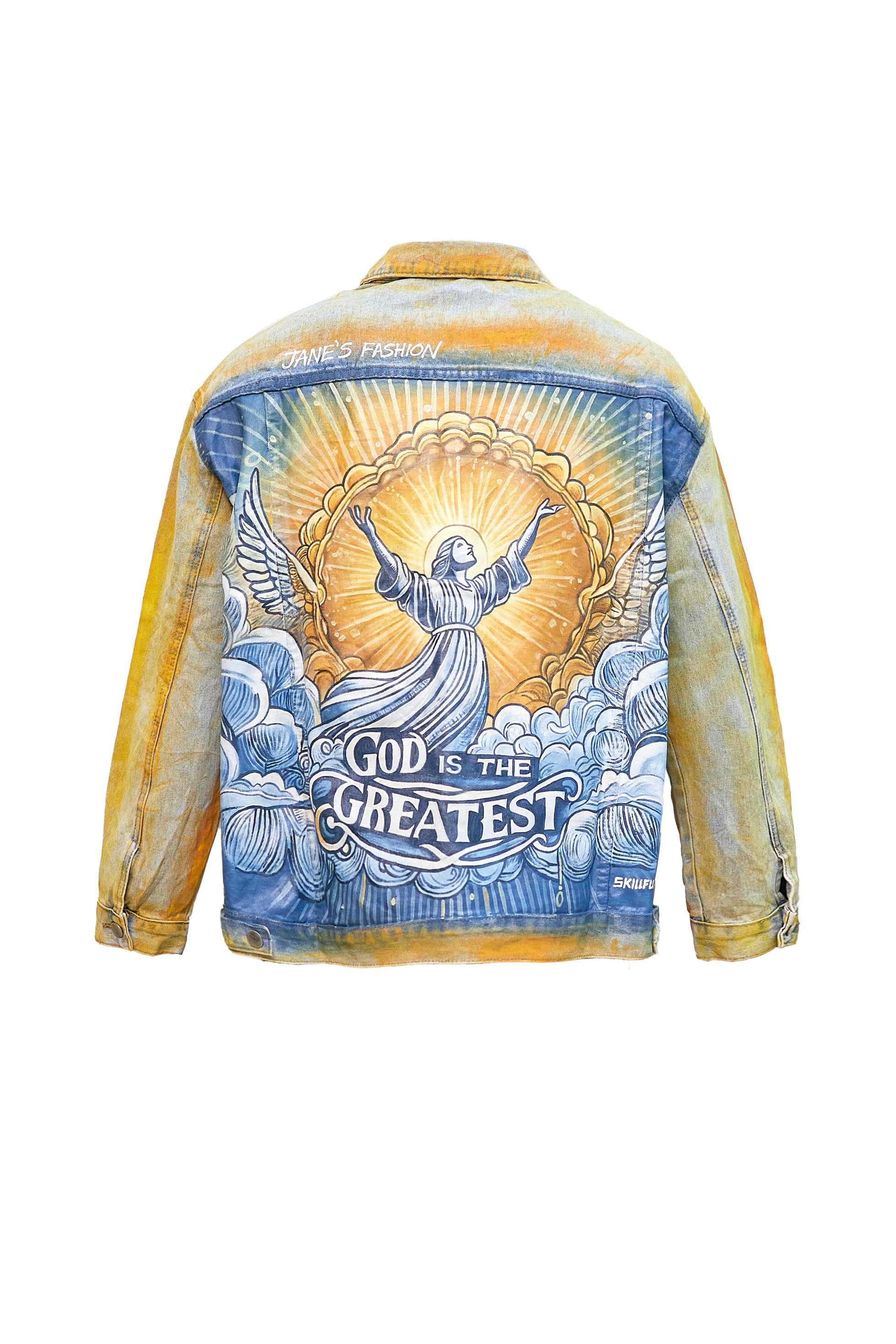 Hand-Painted Upcycled Denim Jacket -God is the Greatest