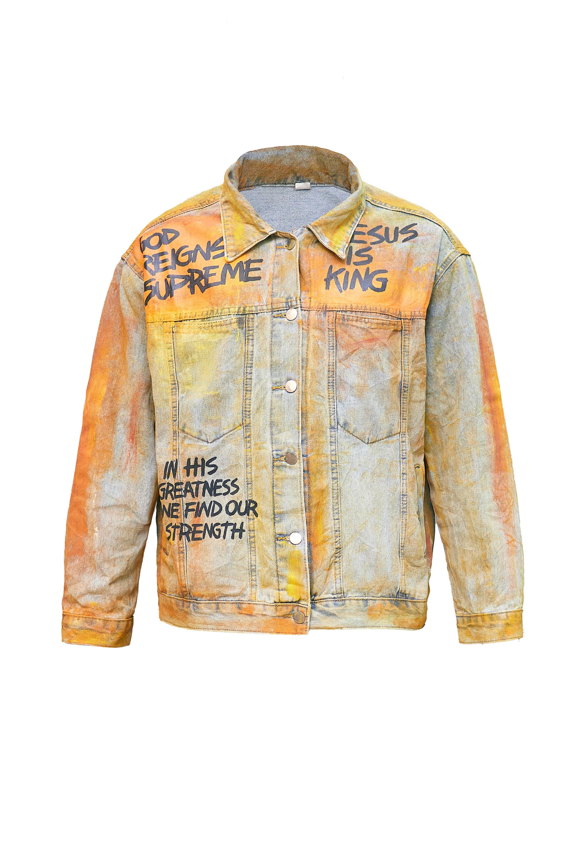 Hand-Painted Upcycled Denim Jacket -God is the Greatest