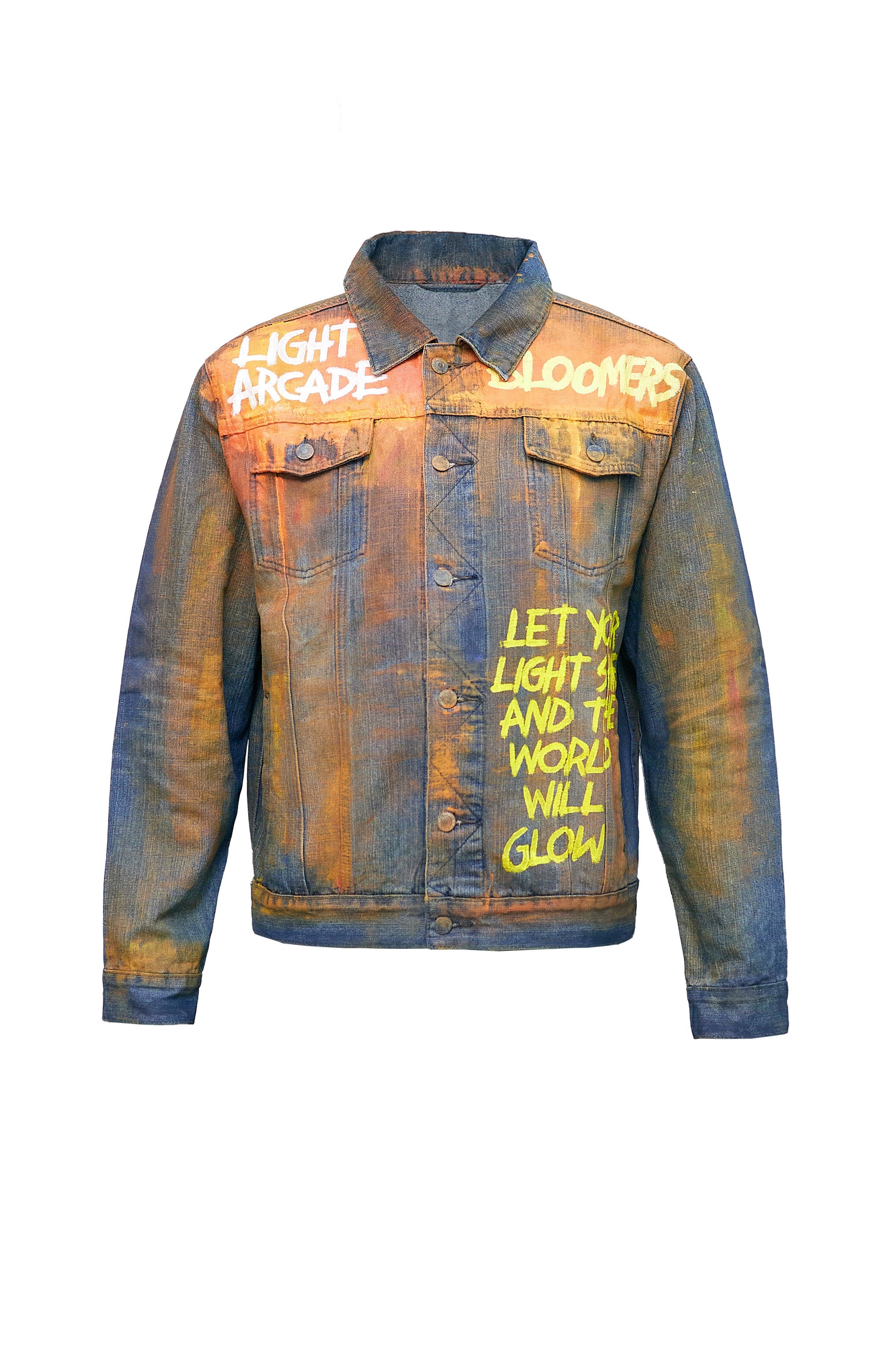 Hand Painted Upcycled Denim Jacket- Celestial Design