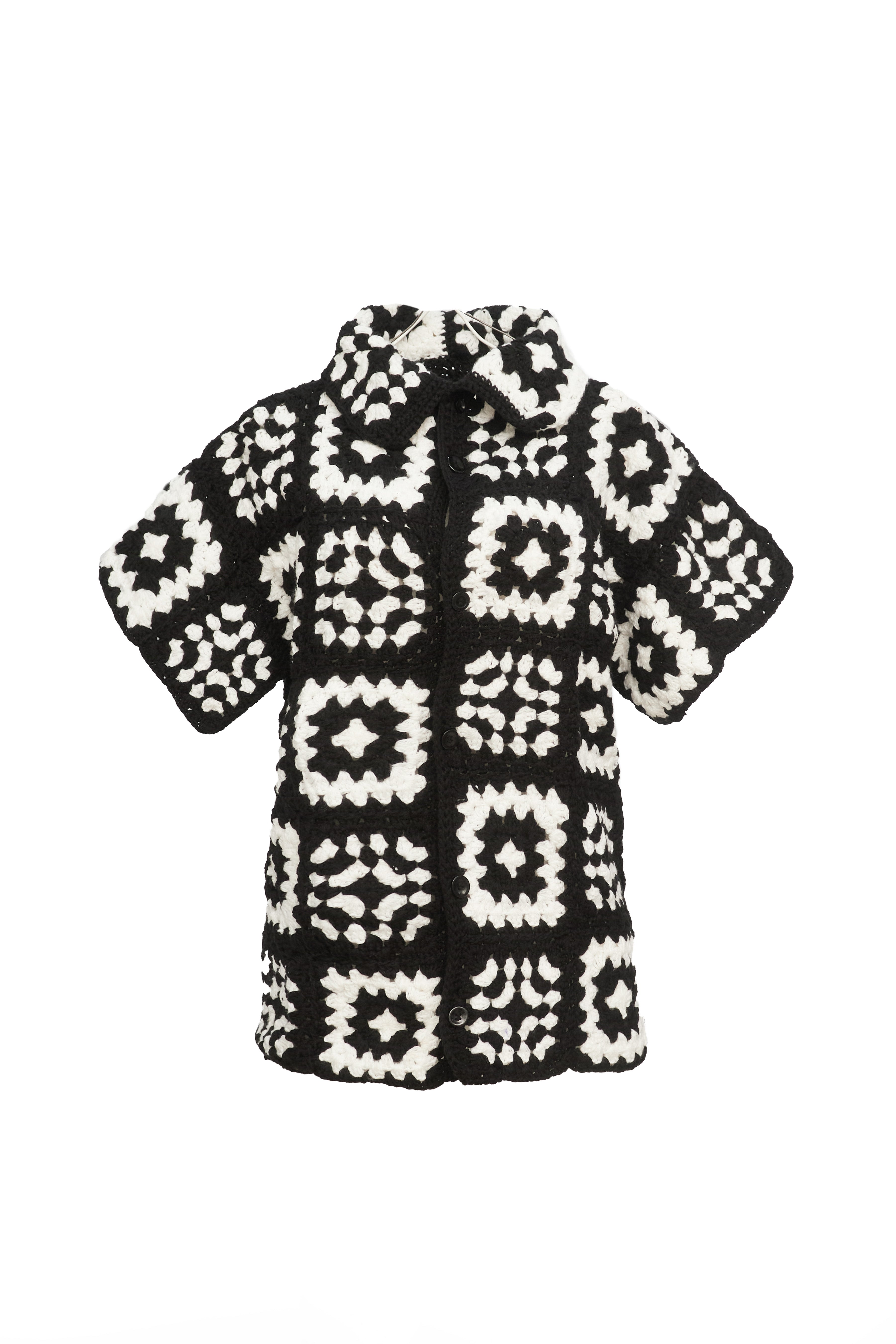 Handmade Monochrome Crochet Patchwork Jacket
