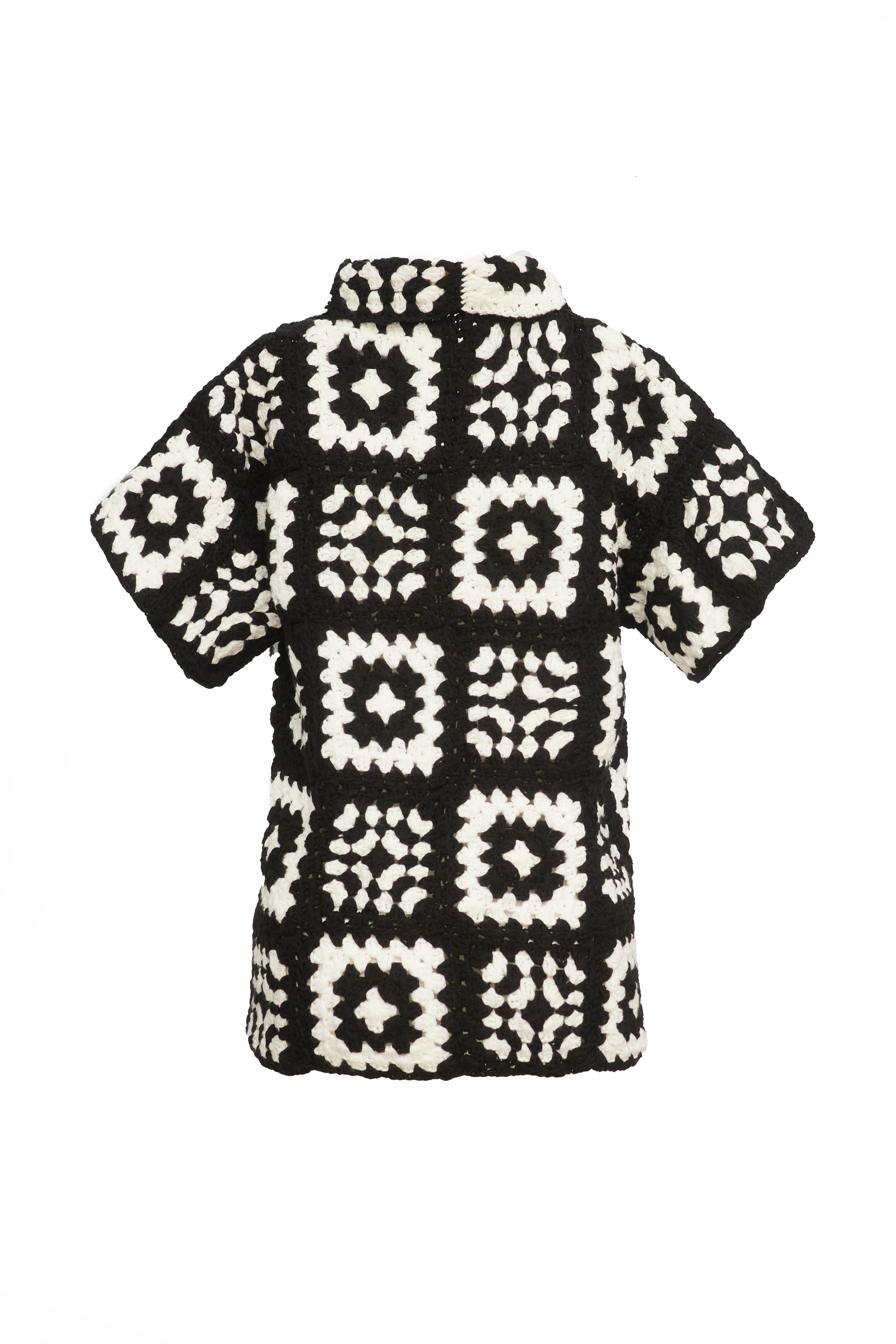 Handmade Monochrome Crochet Patchwork Jacket