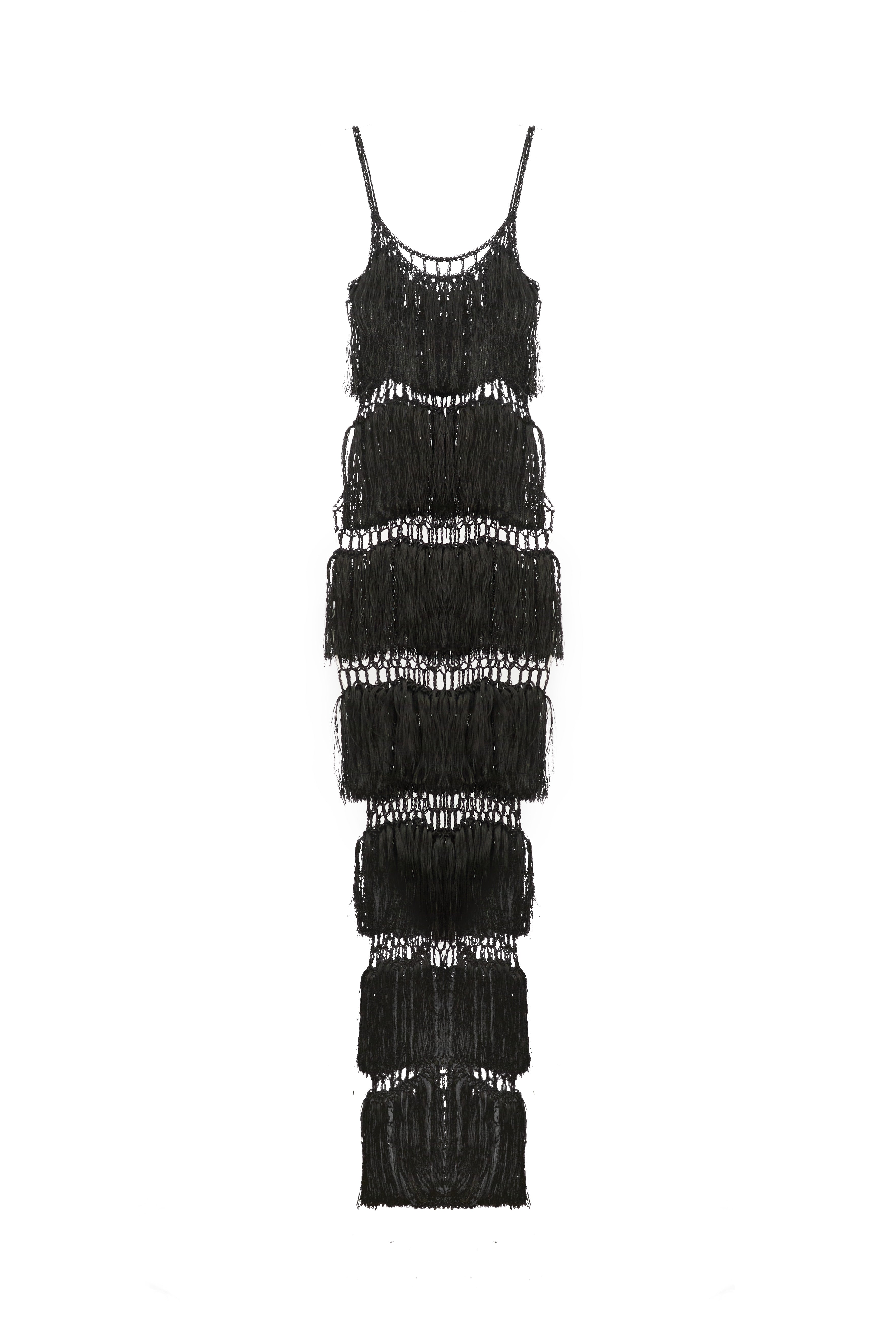 Handmade Twine Fringe Maxi Dress