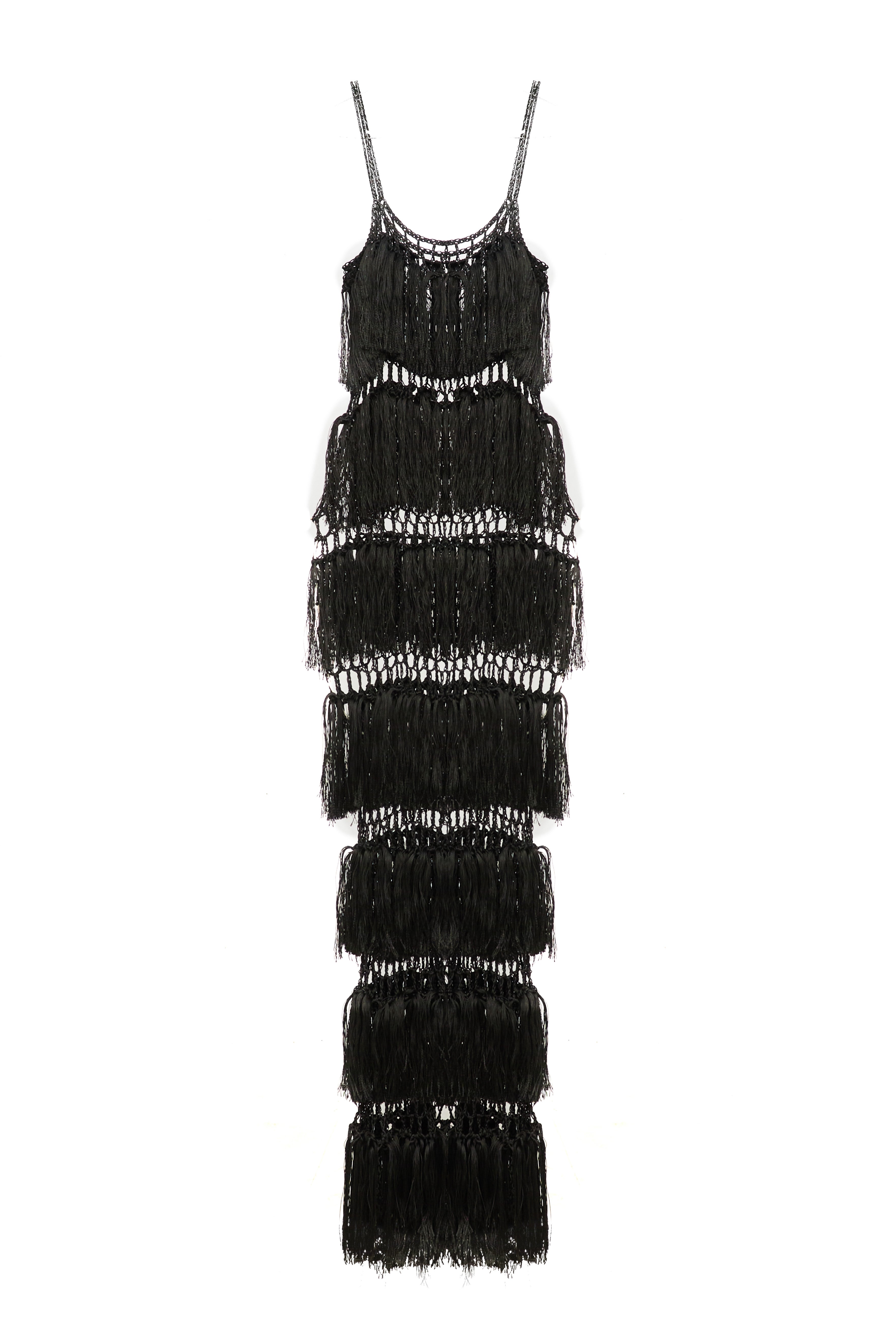 Handmade Twine Fringe Maxi Dress