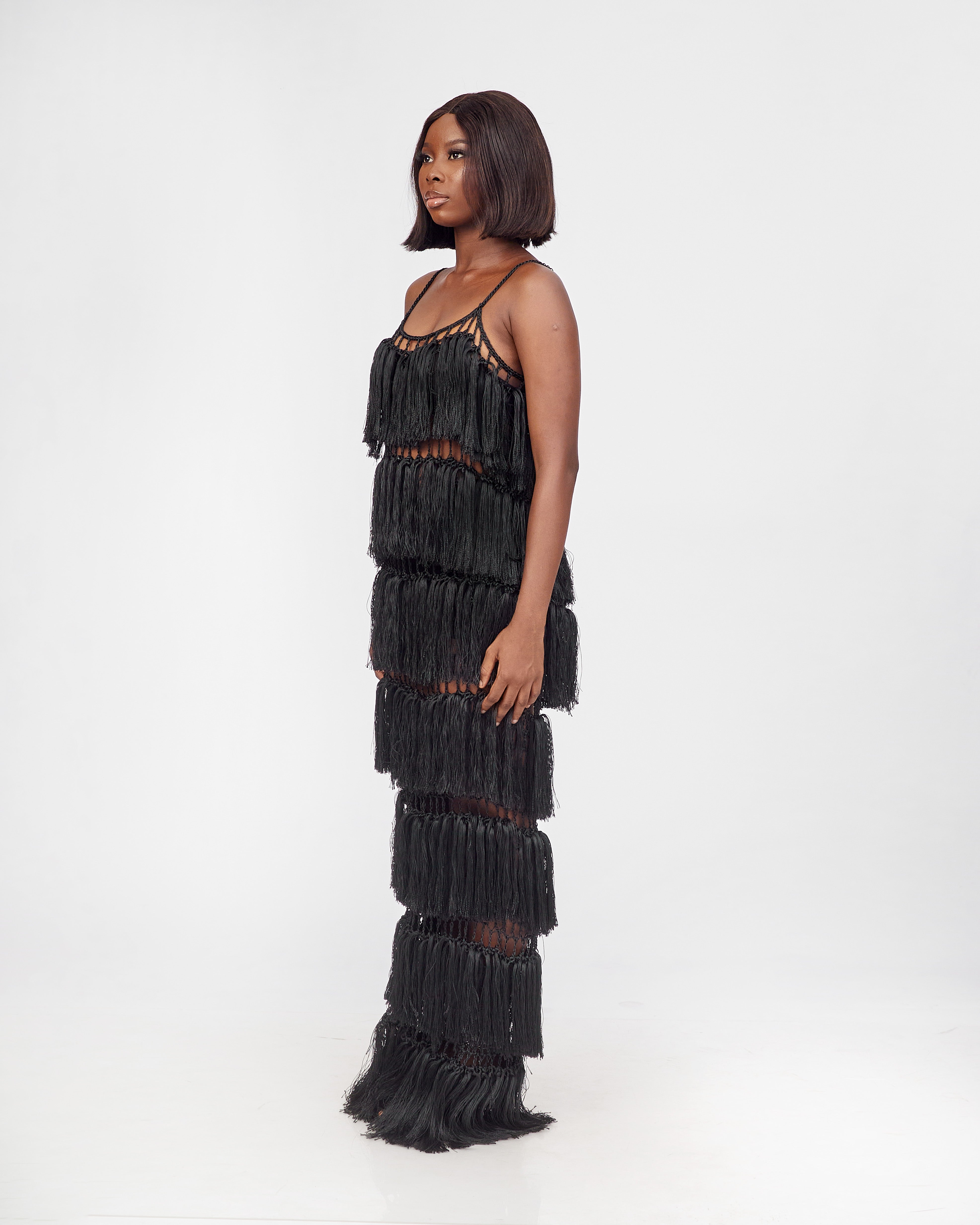 Handmade Twine Fringe Maxi Dress